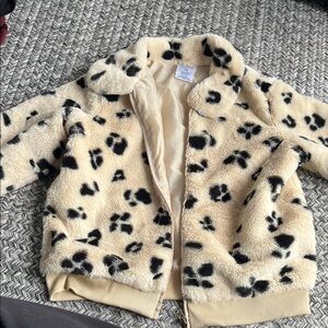 Kids Faux Fur Leopard-Print Puffer Jacket - Cream & Black
